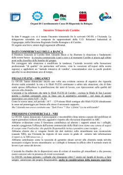Incontro Trimestrale Carisbo DATI COMMERCIALI