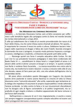 domenica 16 novembre - Comunit&agrave; Pastorale S.Paolo Apostolo