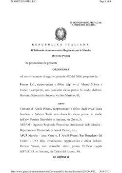 ha pronunciato la presente sul ricorso numero di