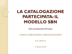 LA CATALOGAZIONE PARTECIPATA: IL MODELLO SBN