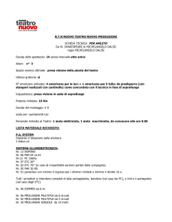 N.T.N NUOVO TEATRO NUOVO PRODUZIONI SCHEDA TECNICA