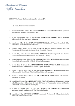 Nomine arcivescovili settembre - ottobre 2014
