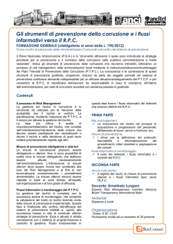 Gli strumenti di prevenzione della corruzione e i flussi