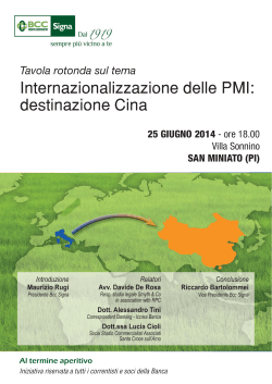 Internazionalizzazione delle PMI: destinazione Cina