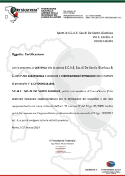 Spett.le S.C.A.E. Sas di De Santis Gianluca Via S. Cecilia, 4 01030