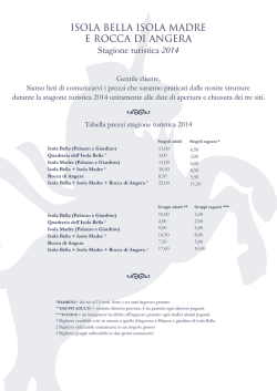 Isola Bella Isola Madre e Rocca di Angera Stagione turistica 2014