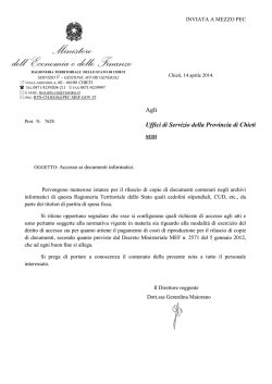 Nota RTS CH prot. 7628 del 14.04.2014 su modalità di accesso agli