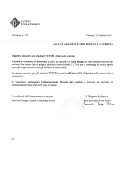 Incontro con studenti TUTOR della sede centrale