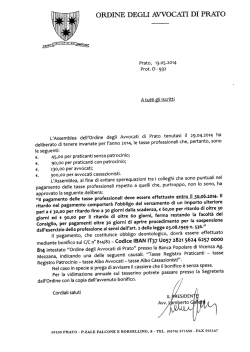 ORDINE DEGLI AVVOCATI DI PTO - Ordine degli Avvocati di Prato