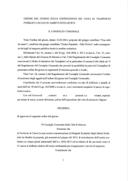 ORDINE DEL GIORNO SULLE CONSEGUENZE DEI TAGLI AL