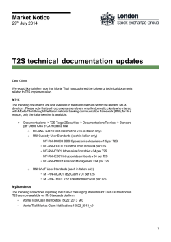 T2S technical documentation updates