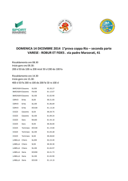 DOMENICA 14 DICEMBRE 2014 1&deg;prova coppa Rio &ndash; seconda