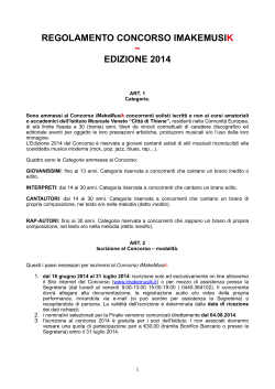 REGOLAMENTO CONCORSO IMAKEMUSIK ~ EDIZIONE 2014