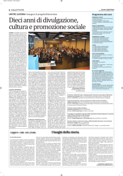 Dieci anni di divulgazione, cultura e promozione sociale