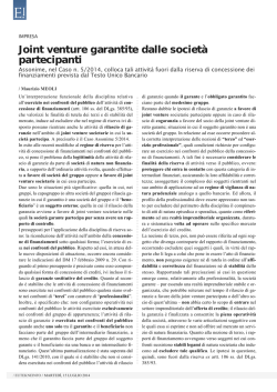 Joint venture garantite dalle societ&agrave; partecipanti
