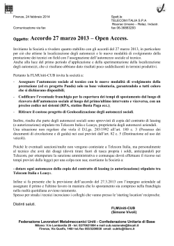 Oggetto: Accordo 27 marzo 2013 – Open Access.