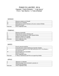 Il Calendario degli eventi programmati