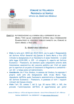 Incarico dr.ssa Topo Comune di Santa Maria a Vico