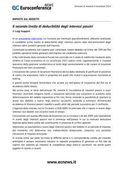 Il secondo livello di deducibilit&agrave; degli interessi passivi