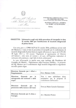 Informativa sugli esiti della procedura di interpello, in data 31 ottobre