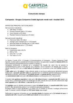 Scarica il comunicato stampa - Gruppo Cariparma Crédit Agricole
