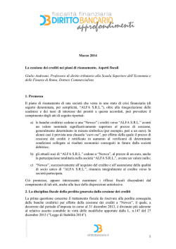 La cessione dei crediti nei piani di risanamento