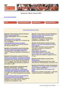 newsletter n. 66 del 14 maggio 2014 Iscriviti alla Newsletter Mafie