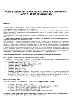 Norme di Partecipazione Campionato Regionale Lazio 2014