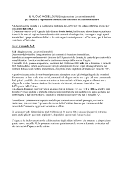 IL NUOVO MODELLO (RLI) Registrazione Locazioni Immobili All