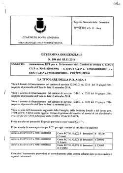 DETERMINA DIRIGENZIALE LA TITOLARE DELLA P.O. AREA 1