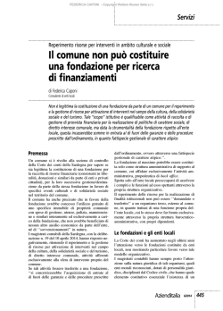 Il Comune non pu&ograve; costituire una Fondazione per ricerca di