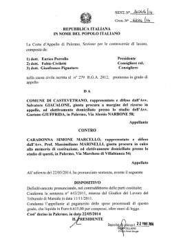 Dispositivo Sentenza Corte di Appello Palermo Pompeo vs