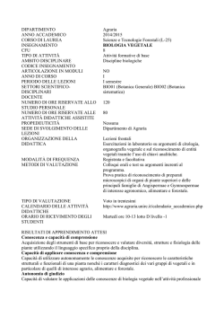 DIPARTIMENTO Agraria ANNO ACCADEMICO 2014/2015 CORSO