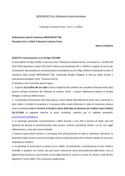 Istruzioni per potersi insinuare al passivo