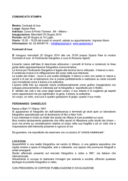 COMUNICATO STAMPA Mostra: Contrasti di luce