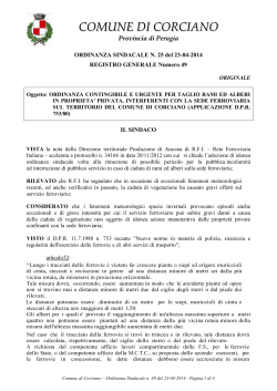 Ordinanza Sindacale n. 25-49 del 23/04/2014 contingibile e urgente