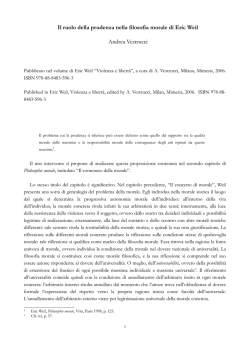 Il ruolo della prudenza nella filosofia morale di Eric