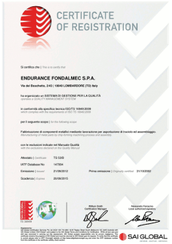 ENDURANCE FONDALMEC S.P.A.
