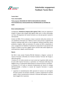 Intermodalit&agrave;. Facilitazione della circolazione delle informazioni