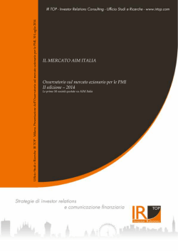 Il mercato AIM Italia &ndash; Osservatorio sul mercato azionario per le PMI