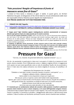 Pressure for Gaza! - ARCIDIOCESI METROPOLITANA DI