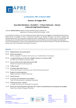 Lo Strumento PMI in Horizon 2020 Genova, 19 maggio 2014 Aula