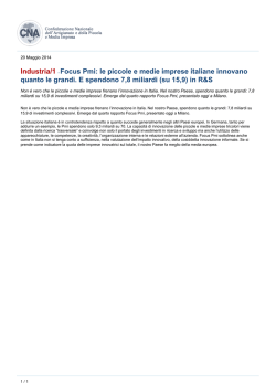 Industria/1 Focus Pmi: le piccole e medie imprese italiane