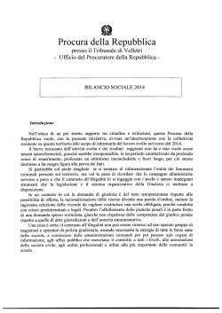 Il Bilancio Sociale 2014 stilato dalla Procura di Velletri