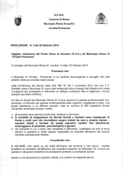Istituzione del Punto Unico di Accesso (PUA)