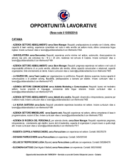 OPPORTUNITÀ LAVORATIVE