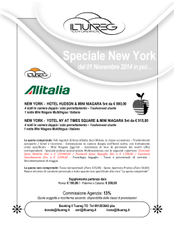 Speciale New York dal 01 Novembre 2014 in poi…