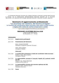 Programma 22 ottobre 2014 - Collegio Geometri di Ferrara