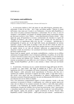 Rapporto sulle Regioni in Italia 2013