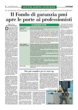 Il Fondo di garanzia pmi apre le porte ai professionisti